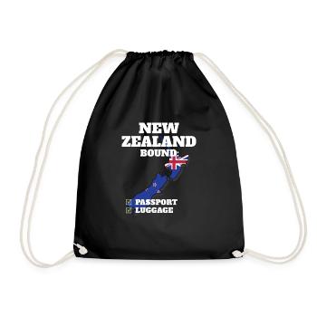 New Zealand Bound Country Travel Kiwi Flag - Turnbeutel - Schwarz - Vorne
