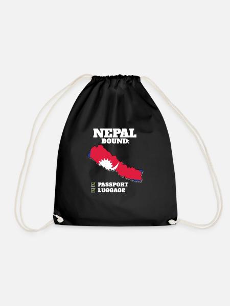 Nepal Bound Country Travel Nepali Flag Vacation - Drawstring Bag - black