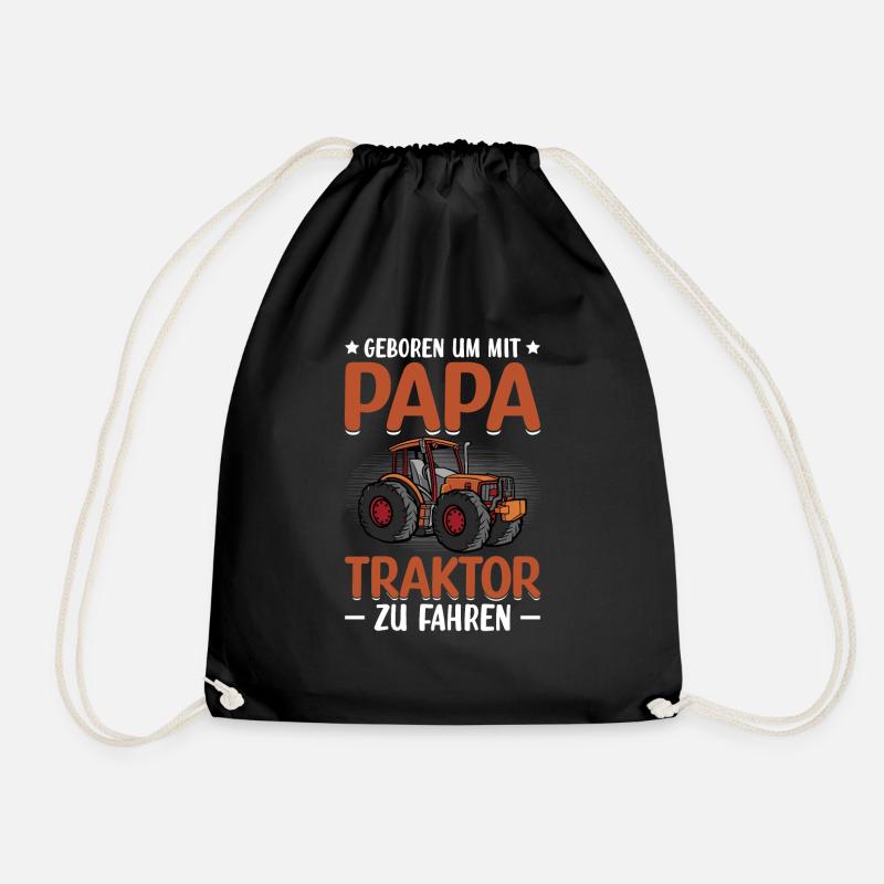 Papa Traktor Bauernhof Kinder Geschenk - Turnbeutel - Schwarz