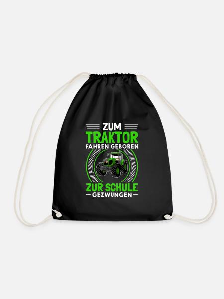 Schule Traktor Trecker Bauernhof Kinder - Turnbeutel - Schwarz