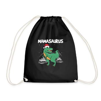 Mamasaurus T Rex Mama Dinosaur Christmas - Drawstring Bag - black - Front