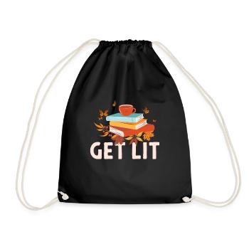 Get Lit Reading Quotes Introverted Bookworm - Drawstring Bag - black - Front