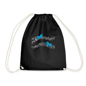 Clef Cat Playing On Musical Notes Musician - Drawstring Bag - black - Front