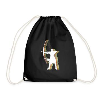 Retro Vintage Archer Archery Outdoor Hunting - Drawstring Bag - black - Front