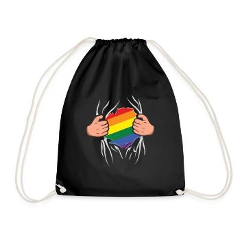 Super Gay LGBTQ Rainbow LGBT Pride Month - Drawstring Bag - black - Front