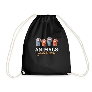 Rescue, adopt, care for animals - Drawstring Bag - black - Front