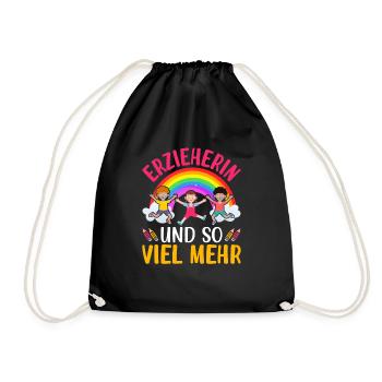 Erzieherin Kita Abschiedsgeschenk - Turnbeutel - Schwarz - Vorne