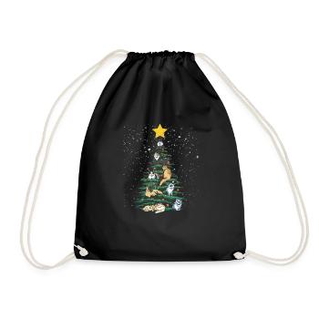 Funny Cat Christmas Tree Cat Lover Lust - Drawstring Bag - black - Front