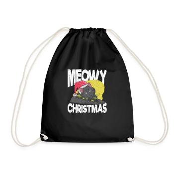 Meowy Weihnachten Catmas Katze niedlich Kätzchen - Turnbeutel - Schwarz - Vorne