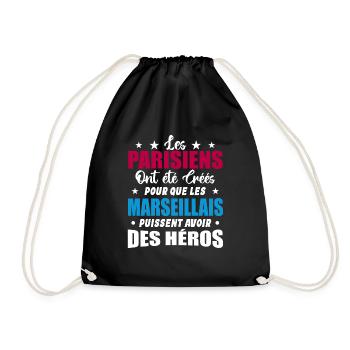 Parisiens Vs Marseillais Humour et drôles - Sac de sport léger - noir - Devant