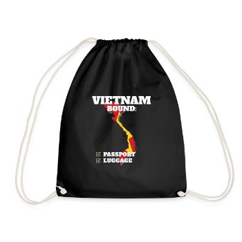 Vietnam Bound Country Travel Vietnamese Flag - Drawstring Bag - black - Front