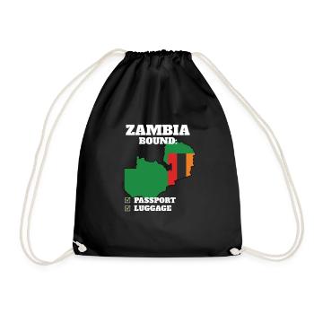 Zambia Bound Country Travel Zambian Flag Vacation - Drawstring Bag - black - Front