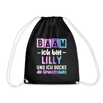 Name Lilly Geschenk Grundschule - Turnbeutel - Schwarz - Vorne