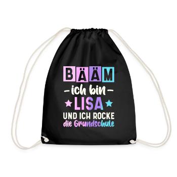 Name Lisa Geschenk Grundschule - Turnbeutel - Schwarz - Vorne