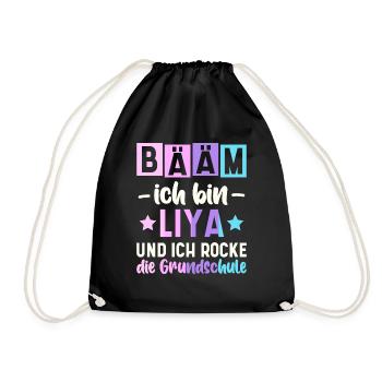 Name Liya Geschenk Grundschule - Turnbeutel - Schwarz - Vorne