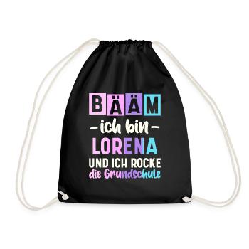 Name Lorena Geschenk Grundschule - Turnbeutel - Schwarz - Vorne