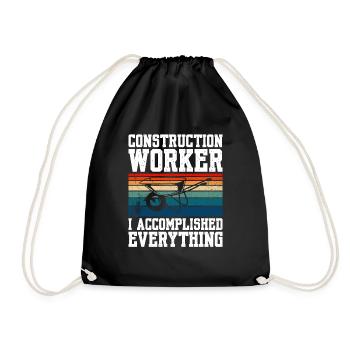 Construction Worker I Accomplished Everything - Drawstring Bag - black - Front