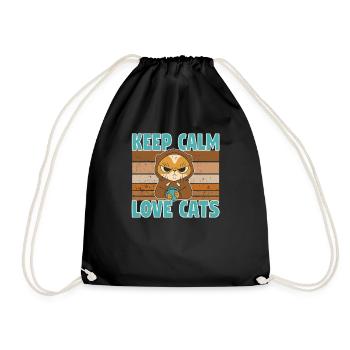 Domestic Cat Shorthair Maine Coon Siamese Cat Cat - Drawstring Bag - black - Front