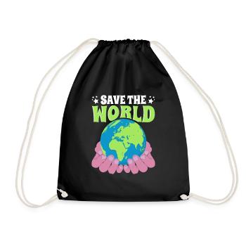 Save the World Naturschutz - Turnbeutel - Schwarz - Vorne