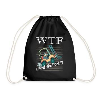 WTF What The Fork!? Forklift Forklifter Driver - Drawstring Bag - black - Front