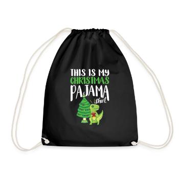 This is my Christmas pajama shirt TRex - Drawstring Bag - black - Front
