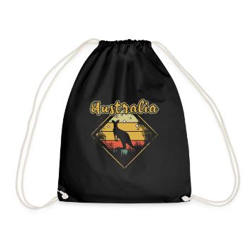Australia Retro Australia Day Australian Kangaroo - Drawstring Bag - black - Front