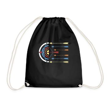 Outdoor Hunting Retro Arrow And Bow Target Shoot - Drawstring Bag - black - Front