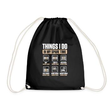 Things I Do In My Spare Time Baseball Cards Collec - Drawstring Bag - black - Front