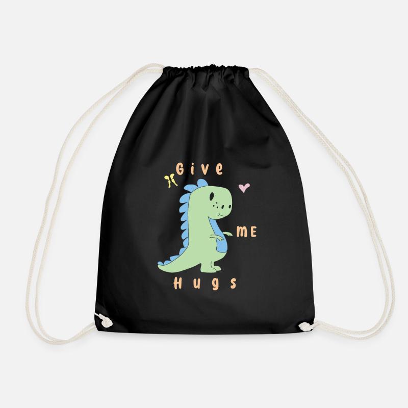 Dino Give me a hug - cute cartoon Dinosaur - Turnbeutel - Schwarz