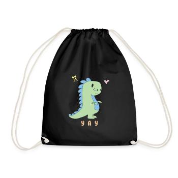 Dino Yay - cute cartoon Dinosaur - Turnbeutel - Schwarz - Vorne