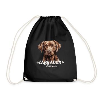 Chocolate Labrador Retriever Brown Labbi Dog - Drawstring Bag - black - Front