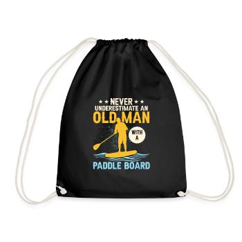 Never Underestimate An Old Man With A Paddle Board - Drawstring Bag - black - Front