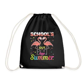 Summer Flamingo Bye Schools Out Happy Last Class - Drawstring Bag - black - Front