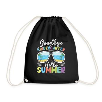Bye Kindergarten Last Class Day Hello Summer Beach - Drawstring Bag - black - Front