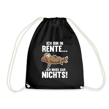 Ruhestand Pension Rente Faultier Rentner - Turnbeutel - Schwarz - Vorne