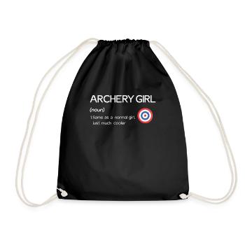 Outdoor Hunting Bow Arrow Archer Archery Girl - Drawstring Bag - black - Front