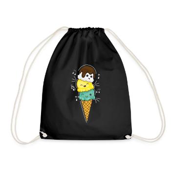 Kawaii Eis und Sahne Lustiges Dessert Hallo Sommer - Turnbeutel - Schwarz - Vorne