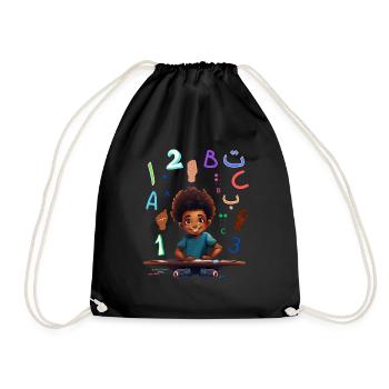 ABC Shirt zum Schulstart - Turnbeutel - Schwarz - Vorne
