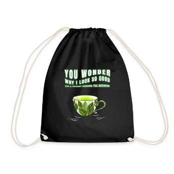 I'M A SECRET SENCHA TEA DRINKER SENCHATEE TEE - Drawstring Bag - black - Front