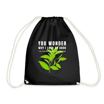 I'M A SECRET GREEN TEA DRINKER SENCHATEE TEE - Drawstring Bag - black - Front