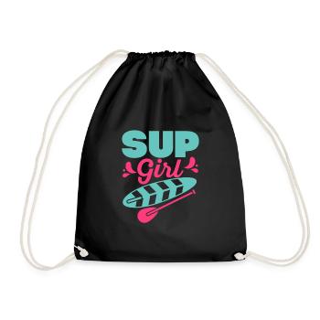 SUP Girl Stand Up Paddling Board - Drawstring Bag - black - Front