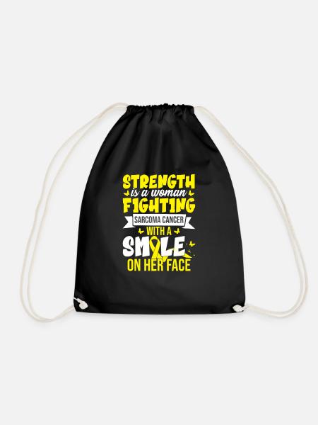 Strength Is A Woman Fighting Sarcoma Cancer - Drawstring Bag - black