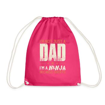 Daddy Father's Day Ninja Joke Dad Jokes Funny - Drawstring Bag - fuchsia - Front