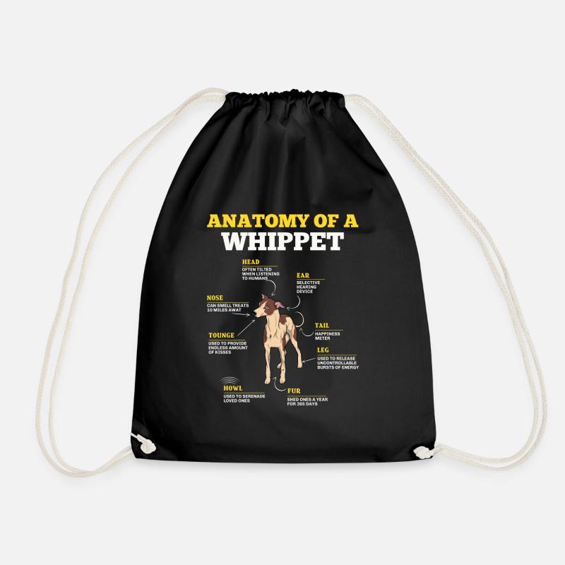 Definition Tier Haustier Anatomie Von Whippet Hund - Turnbeutel - Schwarz