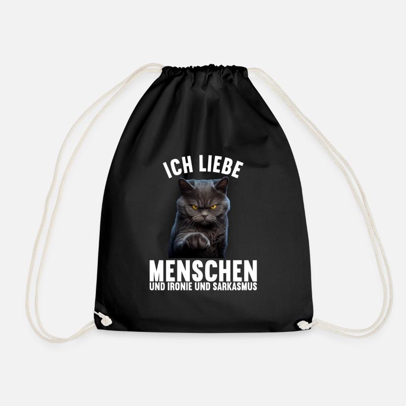 Ich liebe Menschen und Ironie und Sarkasmus - Turnbeutel - Schwarz