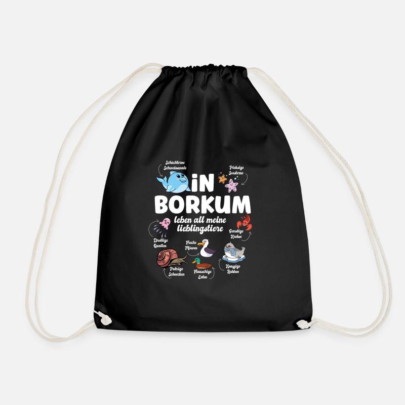 Borkum Nordsee Urlaub - Turnbeutel - Schwarz