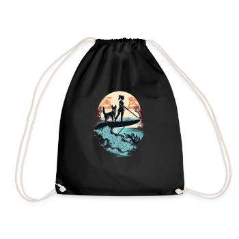 French Bulldog | SUP Stand Up Paddling Surf Girl - Drawstring Bag - black - Front