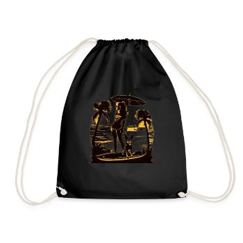 French Bulldog | SUP Stand Up Paddling Surf Girl - Drawstring Bag - black - Front