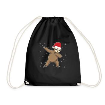 Dabbing Weihnachtsmann Faultier Frohe Faultier - Turnbeutel - Schwarz - Vorne