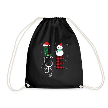 Liebe CNA Leben Schneemann Weihnachtsmann lustig - Turnbeutel - Schwarz - Vorne